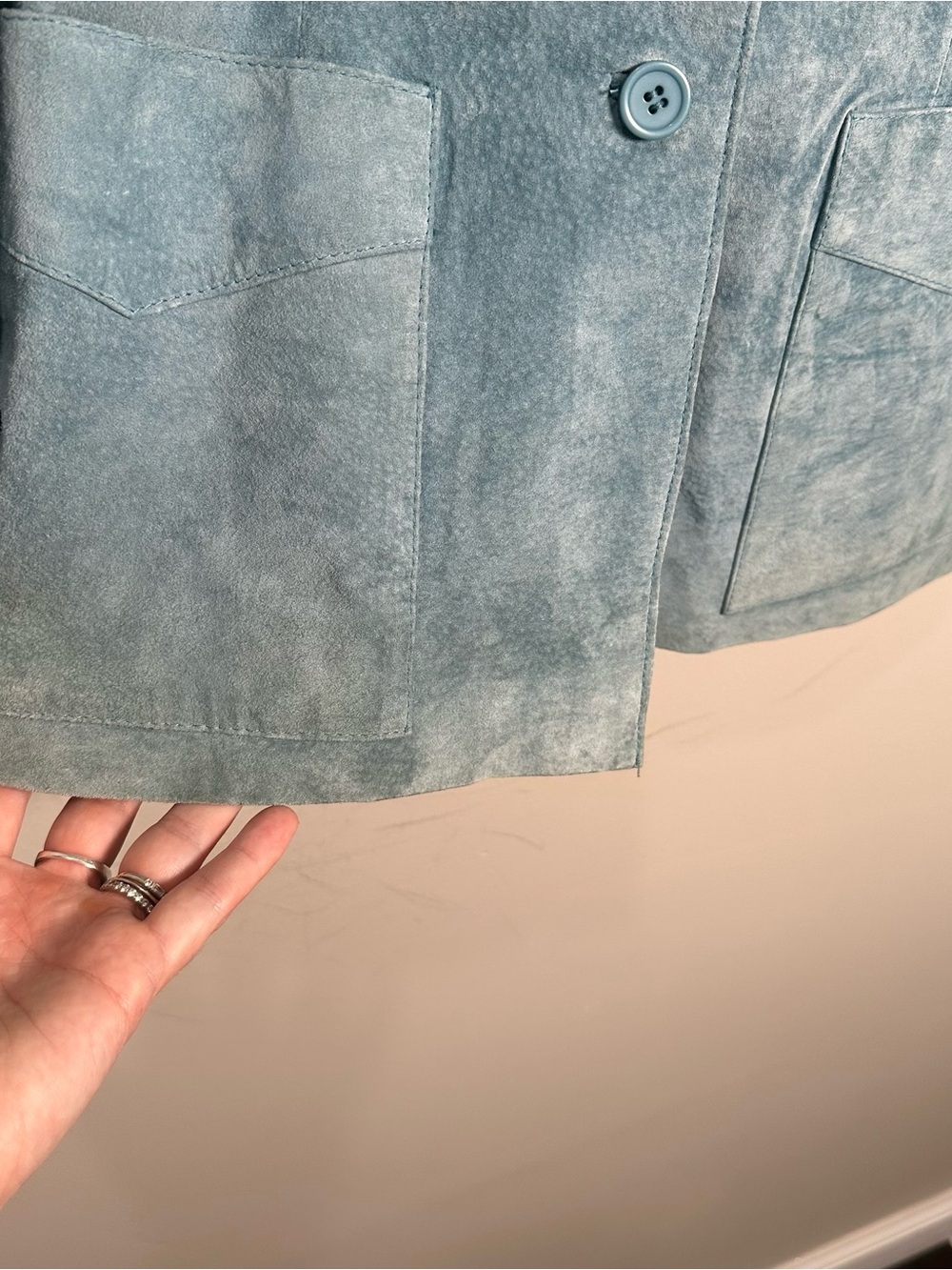 Denim&Co Light Blue Suede Fringe Jacket - Picture 2 of 7